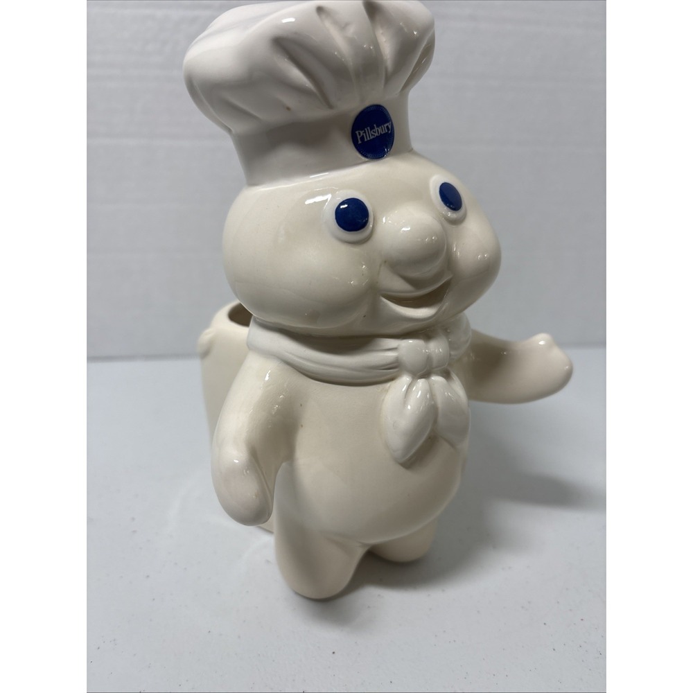 Vintage 1988 Pillsbury Doughboy Ceramic Utensil Holder Caddy 7.75" Read